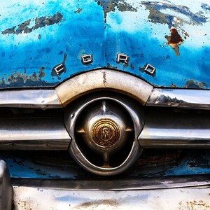 Old Car photo, blue, aqua, Vintage Ford, Americana wall art, retro car photo, Route 66, vintage car decor, fine art photography print image 1