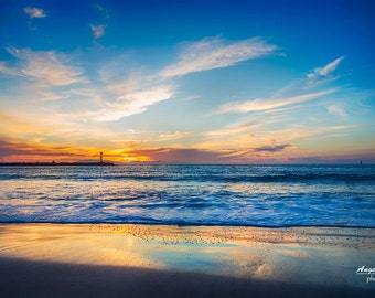 Hollywood Beach, Oxnard California, Beach Sunset, California sunset, Blue beach, beach photography, Fine art beach photography print