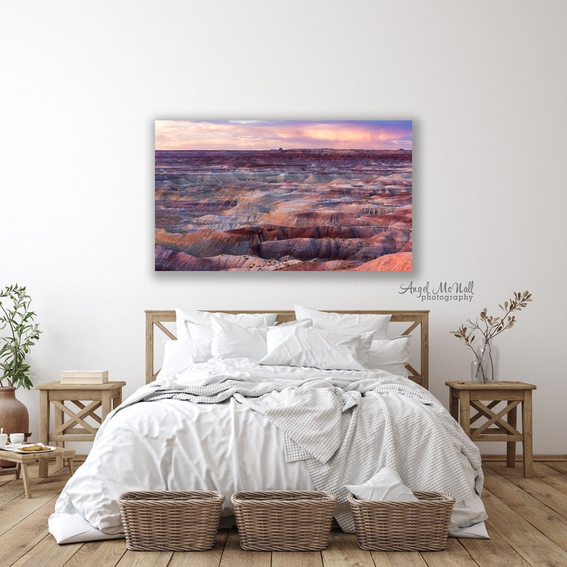 Painted Desert, Arizona, Large Fine Art Landscape Photography Print, Southwest decor, pink sunset, desert photo print or canvas wrap image 8