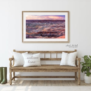 Painted Desert, Arizona, Large Fine Art Landscape Photography Print, Southwest decor, pink sunset, desert photo print or canvas wrap image 2