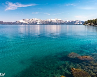 Impresión fotográfica del lago Tahoe, Meek's Bay, imagen del lago de montaña - Papel perlado, lienzo o metal