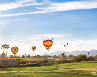 Hot Air Balloons, kids room, nursery wall art, colorful wall decor, Lake Havasu City, Arizona, fine art, landscape photography print