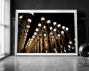 Fotografia de Luzes do LACMA de Los Angeles: Arte de Parede Urbana Abstrata