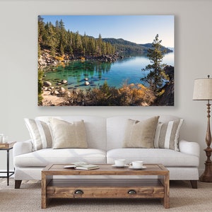 Lake Tahoe Photography print, Lake house wall art, Large Wall Art, Lake Tahoe Canvas, Over Couch Landscape print, Fine Art Landscape Photo image 3