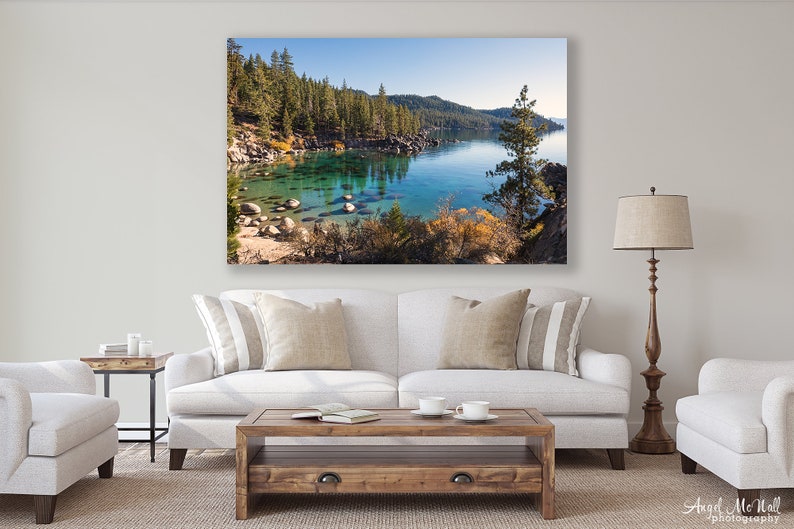 Lake Tahoe Photography print, Lake house wall art, Large Wall Art, Lake Tahoe Canvas, Over Couch Landscape print, Fine Art Landscape Photo image 3