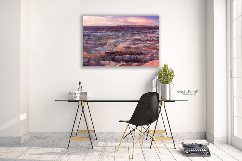 Painted Desert, Arizona, Large Fine Art Landscape Photography Print, Southwest decor, pink sunset, desert photo print or canvas wrap image 7