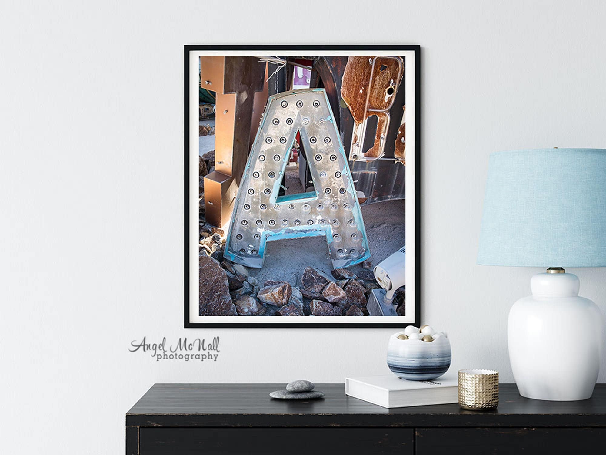 Letter A print, Letter A Sign, Las Vegas Photography, Vintage sign photo, letter art, Shabby Chic wall art
