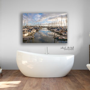 Boat Harbor print, Ventura California photo, Boat wall art, Harbor wall art, nautical wall art, fine art boat photography print metal canvas image 4