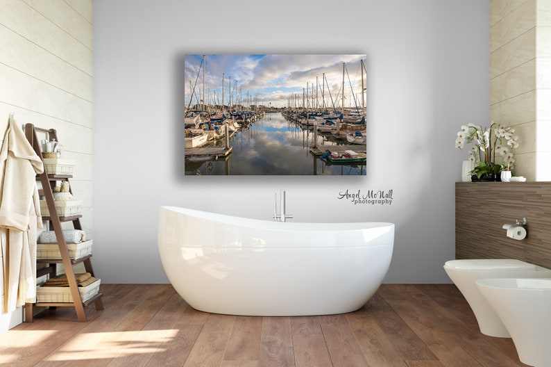 Boat Harbor print, Ventura California photo, Boat wall art, Harbor wall art, nautical wall art, fine art boat photography print metal canvas image 4