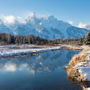 Teton Nationalpark, Fine Art Landschaftsfotografie, Winterlandschaft, verschneite Berge, Cabin Decor, Fine Art Reisefotografie