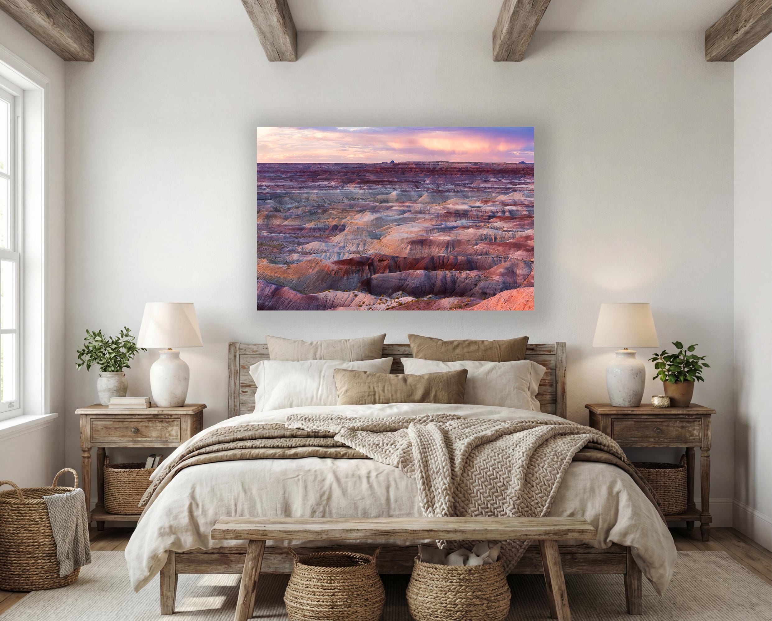 Painted Desert Arizona Badlands Print: Pink Sunset Landscape