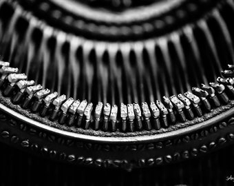 Vintage Typewriter Art Print: Black and White Office Decor