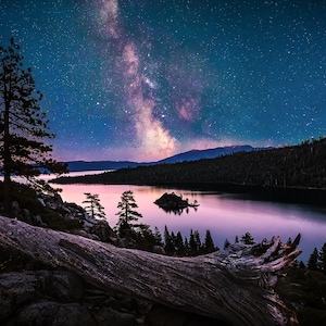 Milky Way photography, Star photo, Emerald Bay Lake Tahoe print, Lake Tahoe photography, starry sky, fine art landscape photography print image 1