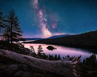Emerald Bay Milky Way Print: Lake Tahoe Starry Sky Photography