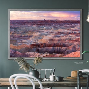 Painted Desert, Arizona, Large Fine Art Landscape Photography Print, Southwest decor, pink sunset, desert photo print or canvas wrap image 5