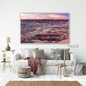 Painted Desert, Arizona, Large Fine Art Landscape Photography Print, Southwest decor, pink sunset, desert photo print or canvas wrap image 6