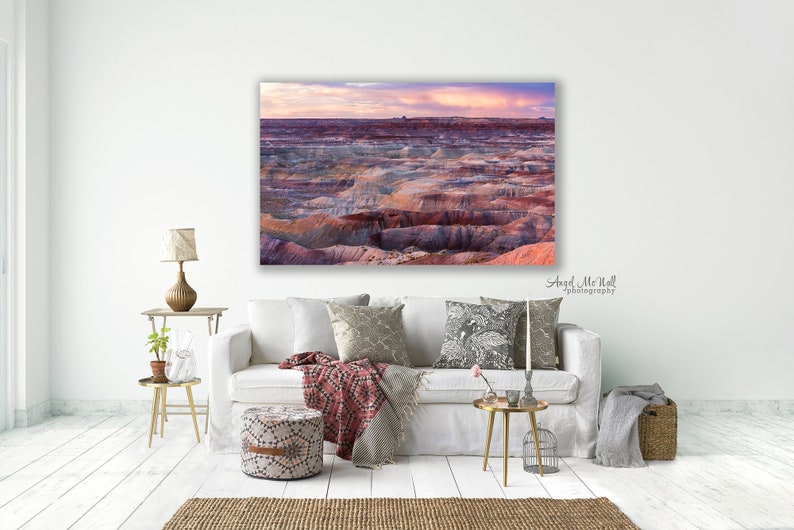 Painted Desert, Arizona, Large Fine Art Landscape Photography Print, Southwest decor, pink sunset, desert photo print or canvas wrap image 6