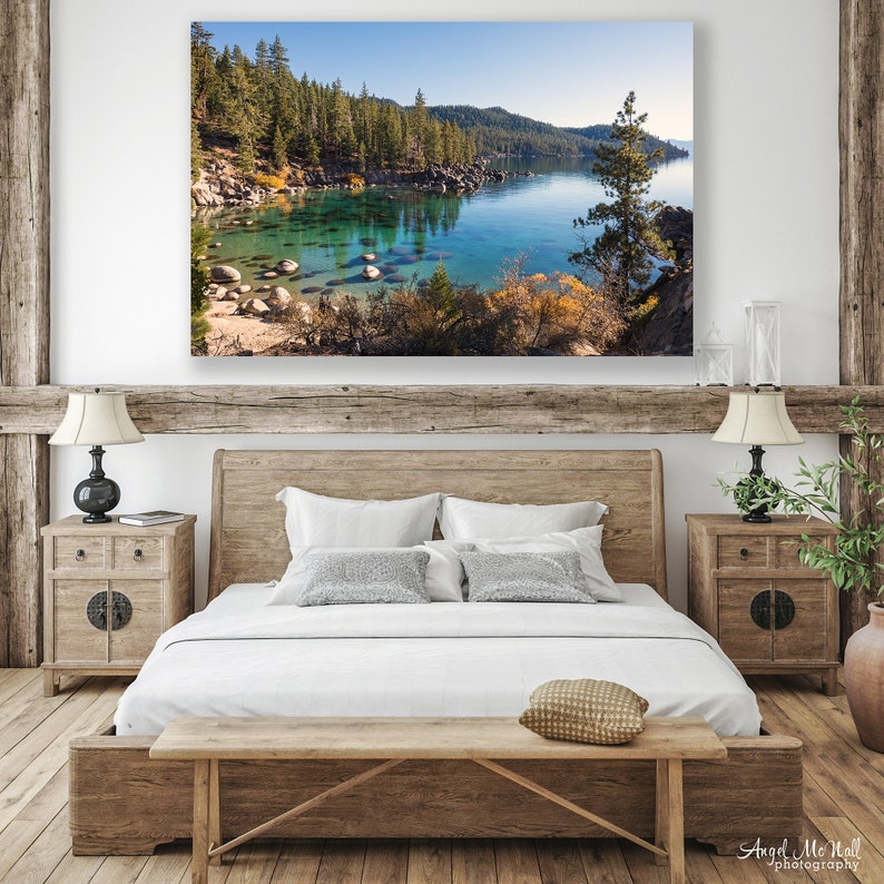 Lake Tahoe Photography print, Lake house wall art, Large Wall Art, Lake Tahoe Canvas, Over Couch Landscape print, Fine Art Landscape Photo image 2