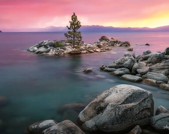 Lake Tahoe Sunset photography print, Lake Tahoe canvas, Tahoe metal print, oversized landscape art, lake house wall art, Tahoe Wall art