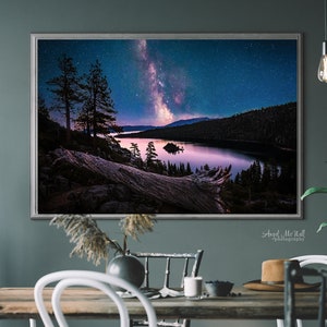 Milky Way photography, Star photo, Emerald Bay Lake Tahoe print, Lake Tahoe photography, starry sky, fine art landscape photography print image 3