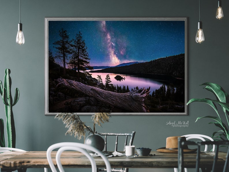 Milky Way photography, Star photo, Emerald Bay Lake Tahoe print, Lake Tahoe photography, starry sky, fine art landscape photography print image 3