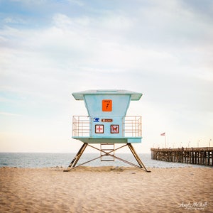 California beach photography, summer wall art, Lifeguard Stand, Ventura Pier, Vintage look, Fine Art Beach photography print or framed art