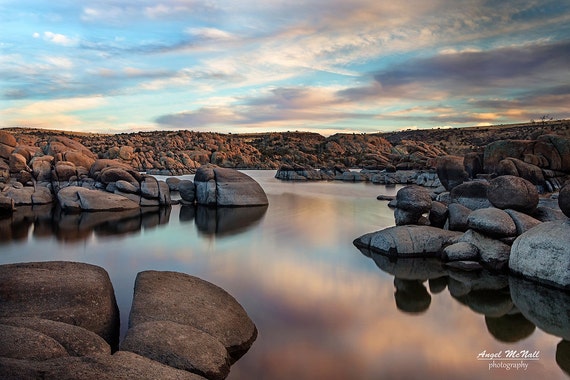Rocks Trees Colourful Landscape Large Wall Art Canvas Pictures Sunset Lake