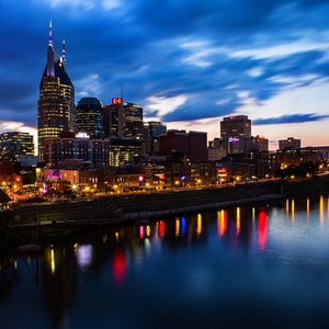 Nashville Skyline photo, Nashville skyline wall art, Nashville Wall Art, Nashville Decor, Nashville Broadway, Print, Metal, canvas wrap
