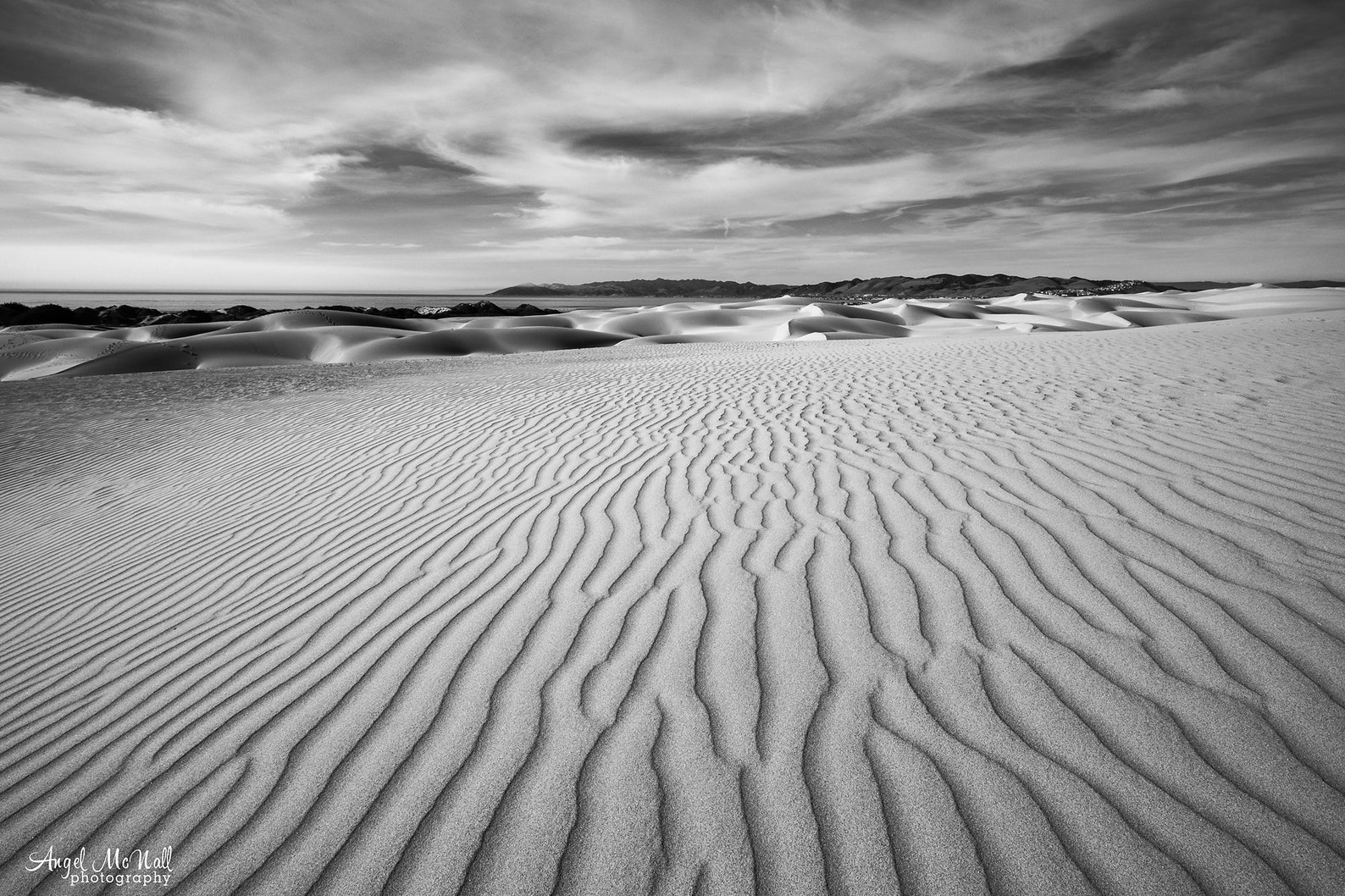 Black and White Sand Dune Photography, Pismo Beach Photo, Dune Print