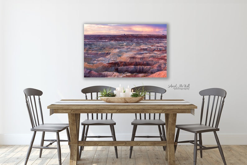 Painted Desert, Arizona, Large Fine Art Landscape Photography Print, Southwest decor, pink sunset, desert photo print or canvas wrap image 4