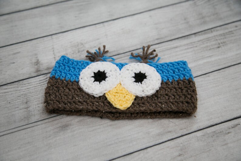 Crochet Ear Warmer/crochet Owl Headband/ Ear Warmer/ Blue Ear Etsy