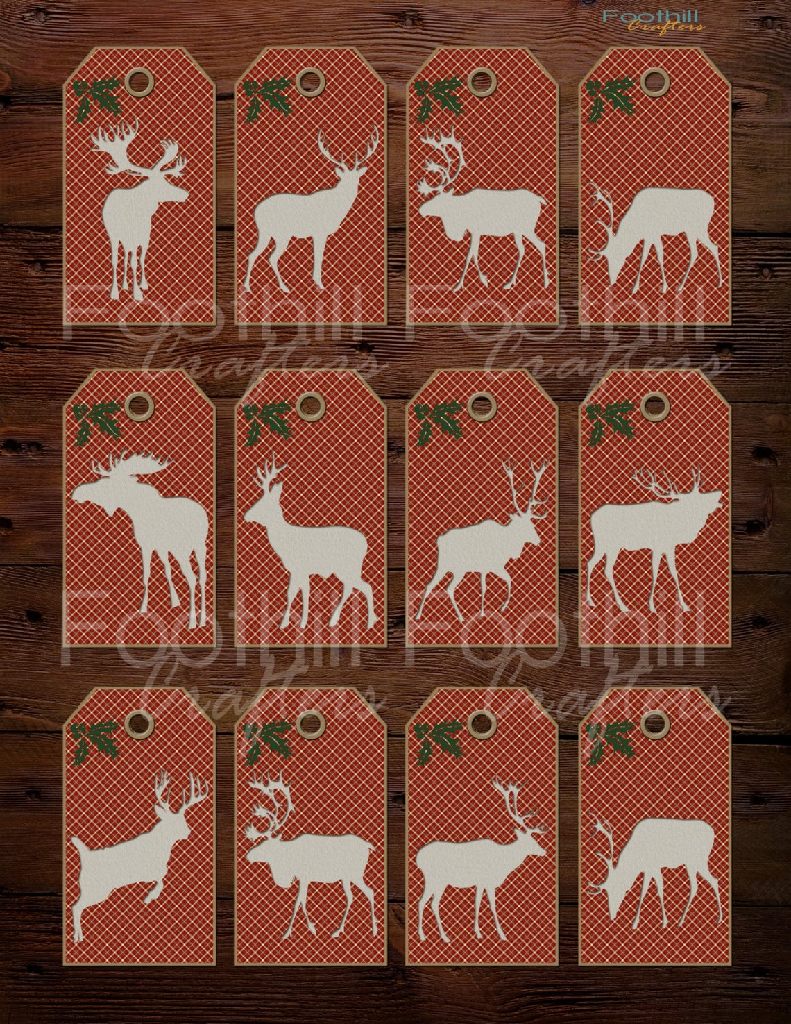 INSTANT DOWNLOAD 12 Christmas Deer Gift Tags 1.5 X 2 7/8 - Etsy