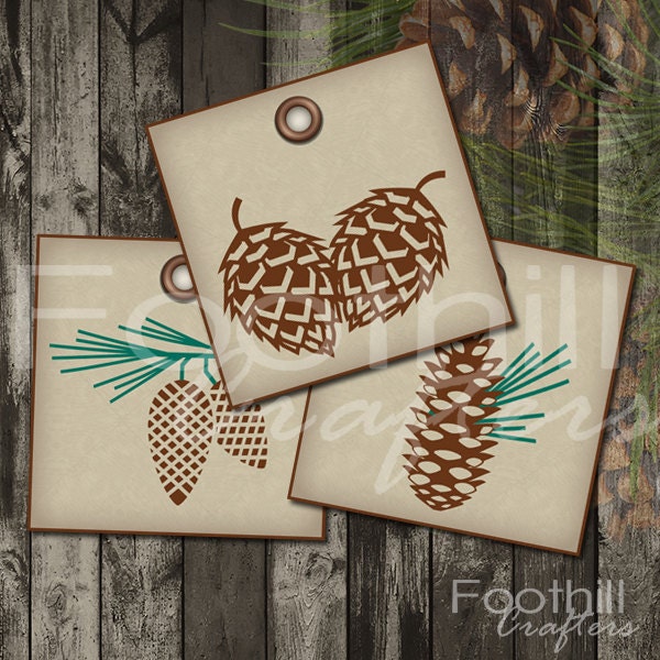 INSTANT DOWNLOAD 9 Christmas Pinecone Gift Tags 2.5 X 2.5 Printable ...