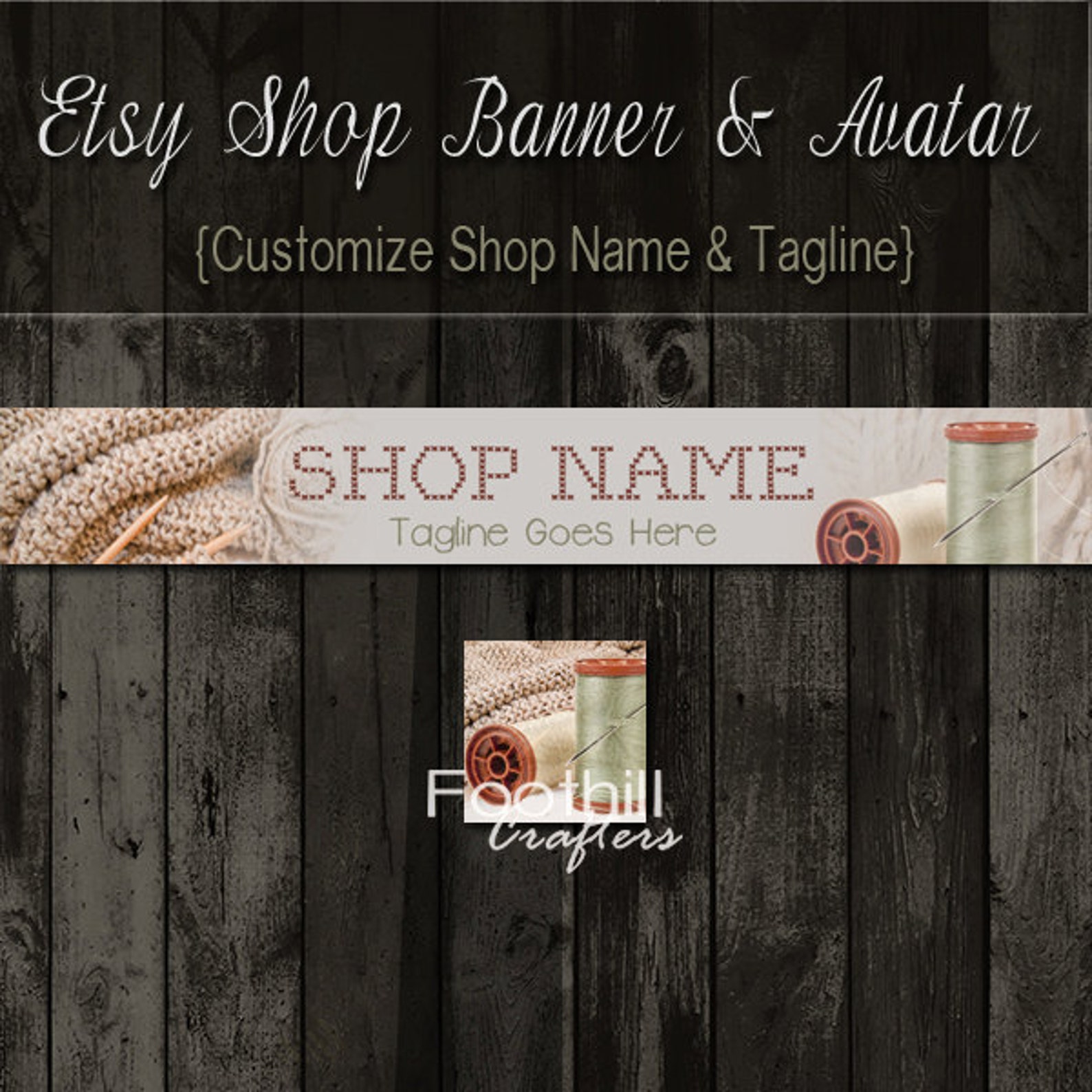 Etsy Shop Banner and Matching Avatar Premade Knitting Yarn ...
