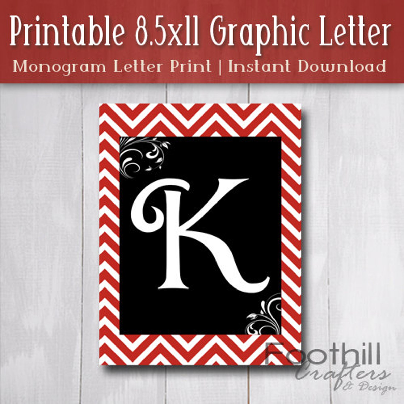 INSTANT DOWNLOAD Monogram Letter k Print With - Etsy