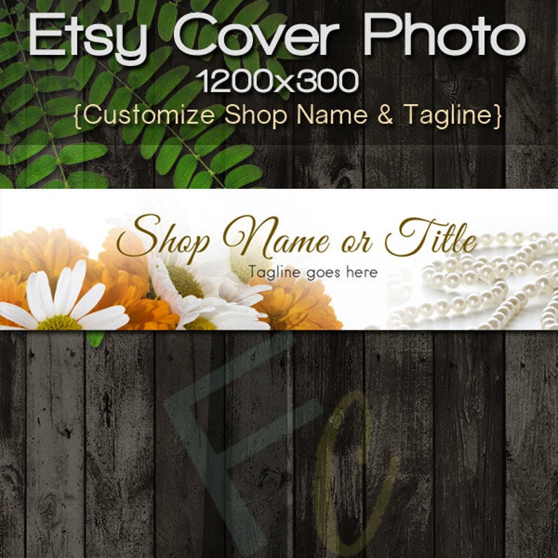 Etsy Shop Cover Photo 1200x300 Premade Flowers and Pearl Etsy