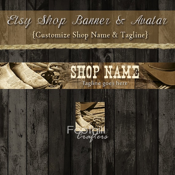 Etsy Shop Banner And Matching Avatar Premade Western Boots Etsy