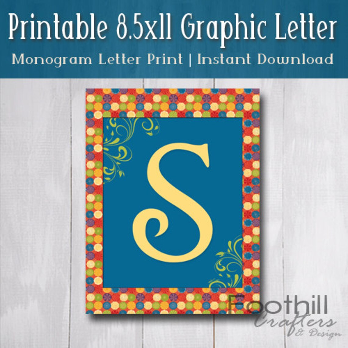 INSTANT DOWNLOAD Monogram Letter s Print With | Etsy