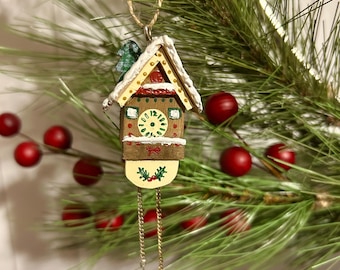 Miniature cuckoo clock Christmas tree ornament one of a kind
