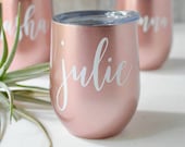 SWIG Wine Tumbler Bridesmaid Gift Rose Gold- Bachelorette Gift -Custom Personalized Monogrammed Tumbler With Lid