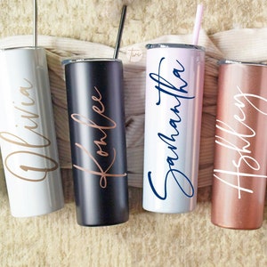 Personalized Tumbler, Personalized Gifts, Insulated Tumbler With Lid and StrawStainless Steel Skinny Tumbler Cup, Bridesmaid Gift Proposal