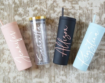 Personalized Tumbler With Lid and Straw, Bridesmaids Gifts, Acrylic Custom  Tumbler, Skinny Tumbler, Personalized Gift, Teacher Gift Cup 