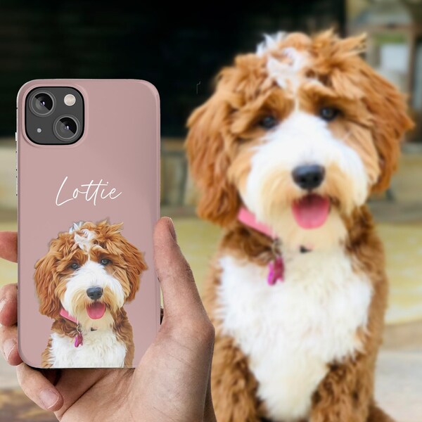 Custom Pet Phone Case Custom Dog Portrait Phone Case Using Pet Photo Custom Cat Drawing Phone Case Personalized Phone Case Cat iPhone Case