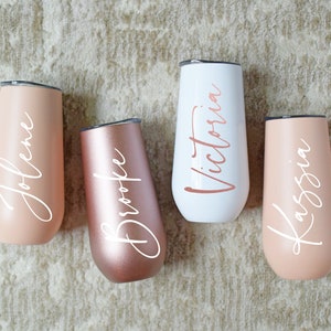 Champagne Flutes, Bridesmaid Tumbler, Custom Tumbler, Bridesmaid Gift Wine Tumbler, Personalized Tumbler, Bridesmaid Proposal