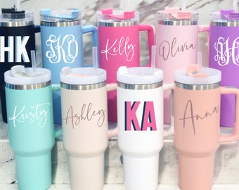 40 oz Tumbler with Handle | Personalized Tumbler with Straw | Custom Gift for Women, Insulated Stainless Steel, Beach Tumbler Gift for Mom