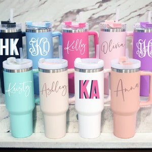 40 oz Tumbler with Handle | Personalized Tumbler with Straw | Custom Gift for Women, Insulated Stainless Steel, Beach Tumbler Gift for Mom