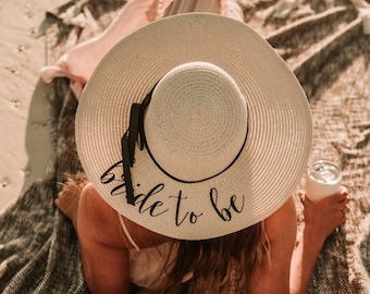 Custom Floppy Beach Hat - Bachelorette Trip Hat - Honeymoon Beach Hat - Personalized Sun Hat - Bride to be Gift - Bride Hat