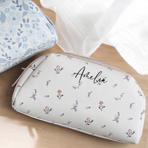 Bridesmaid Gifts Custom Floral Makeup Bag, Custom Cosmetic Bag with Name, Personalized Gift, Toiletry Bag Women, Pouch Travel Bag