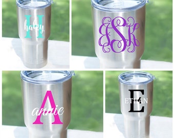 RTIC Decal - YETI Decal - Personalized Monogram Decal for 20oz or 30oz Yeti Rambler Cup, RTIC Tumbler, Stainless Steel Cup