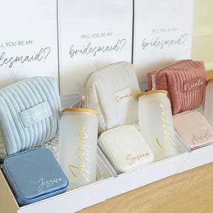 Bridesmaid Proposal Box, Bridesmaid Gift Box Custom Blue Pink Gift Ideas Bridesmaid Proposal Box Magnetic Box Tumbler Bridesmaid Box Set